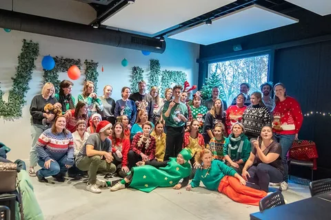 Een team in feeststemming